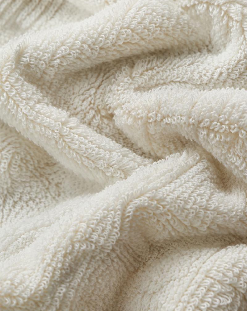 Close-up of undyed cotton terry loops