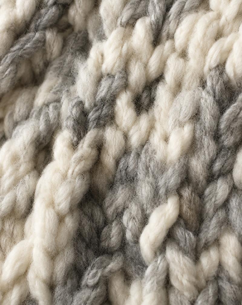 Close-up of chunky undyed wool knit